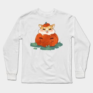 Cute dog in carved pumpkin Long Sleeve T-Shirt